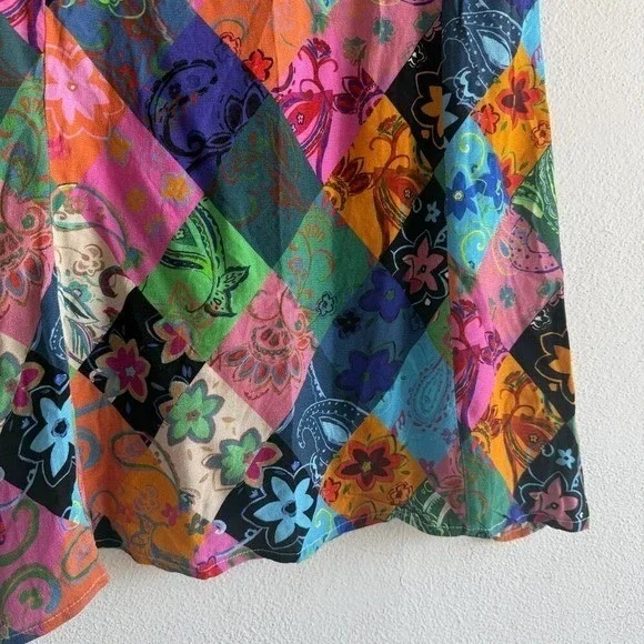 Patchwork Shirt Dress Nasty Gal Y2K Colorful Festival Party‎ Mini Womens 6 NWT - Picture 3 of 8